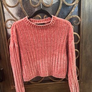 Derek Heart Ribbed Coral Sweater